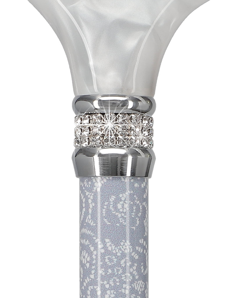 Rhinestone Designer Cane: Exquisite Pearlz Graceful Lace