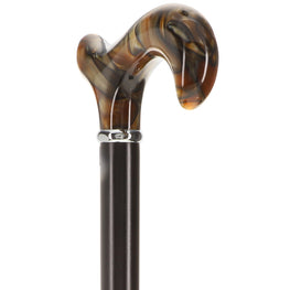 Golden Sienna Derby Walking Cane With Black Beechwood Shaft and Silver Collar