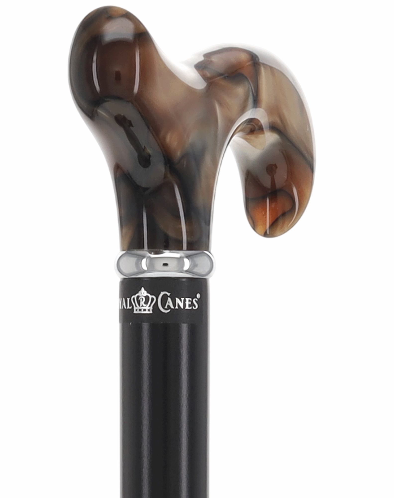 Golden Sienna Derby Cane: Pearlescent Acrylic, Beechwood