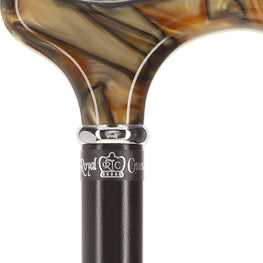 Golden Sienna Derby Walking Cane With Black Beechwood Shaft and Silver Collar