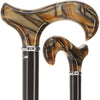 Scratch and Dent Golden Sienna Derby Walking Cane With Black Beechwood Shaft and Silver Collar V1233