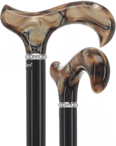 Golden Sienna Derby Cane: Pearlescent Acrylic, Beechwood