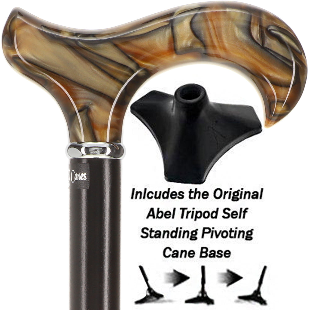Golden Sienna Derby Walking Cane With Black Beechwood Shaft w/ Able Tri Pod Base