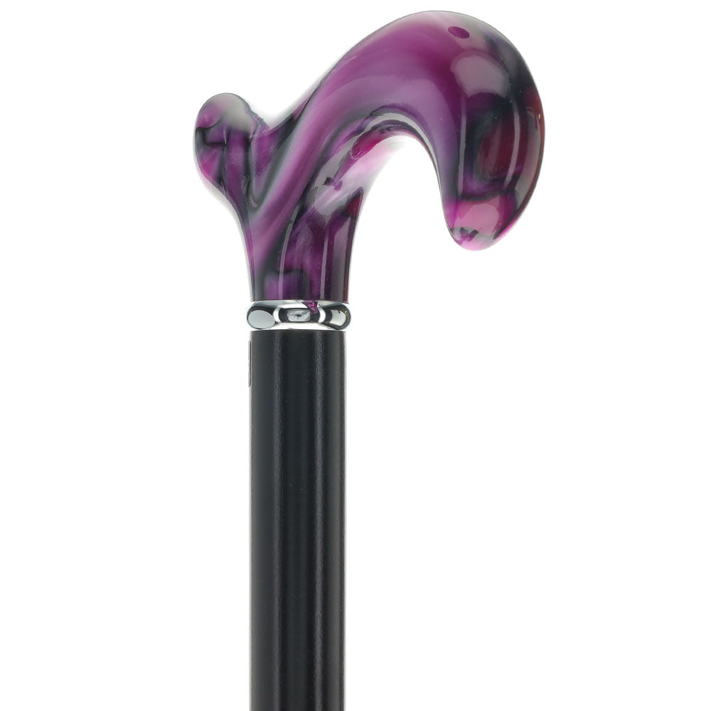 Vivid Purple Swirl Derby Cane: Pearlescent Acrylic