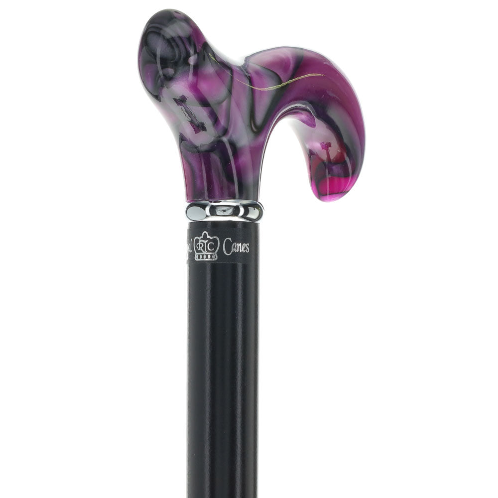 Vivid Purple Swirl Derby Cane: Pearlescent Acrylic