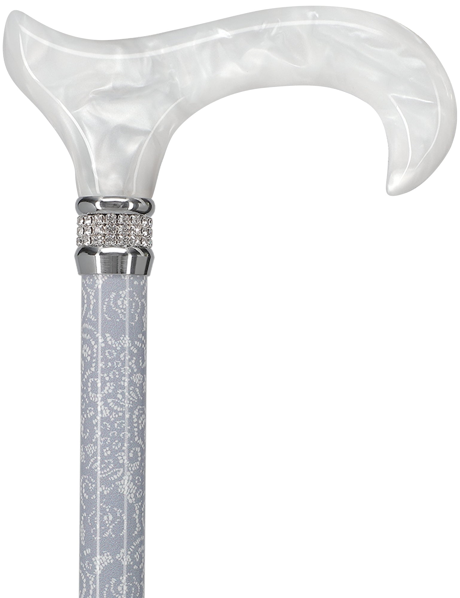 Graceful Lace Pearlz Folding Desinger Adjustable Cane w/ Rhinestone collar