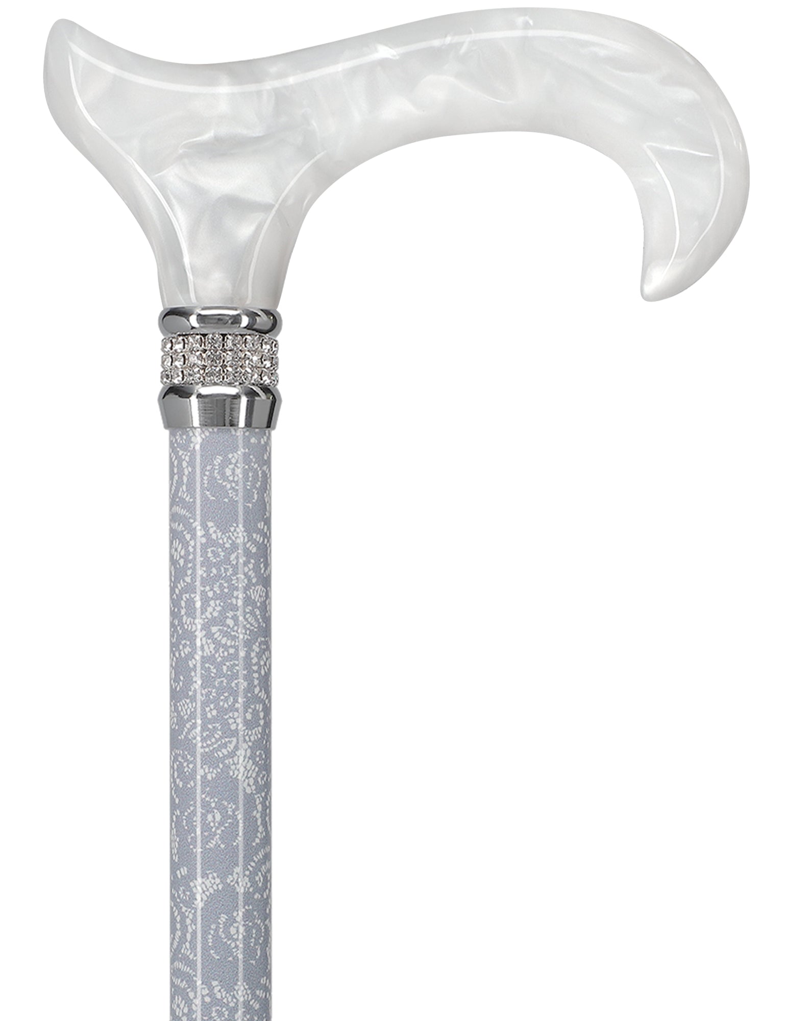 Graceful Lace Pearlz Folding Desinger Adjustable Cane w/ Rhinestone collar