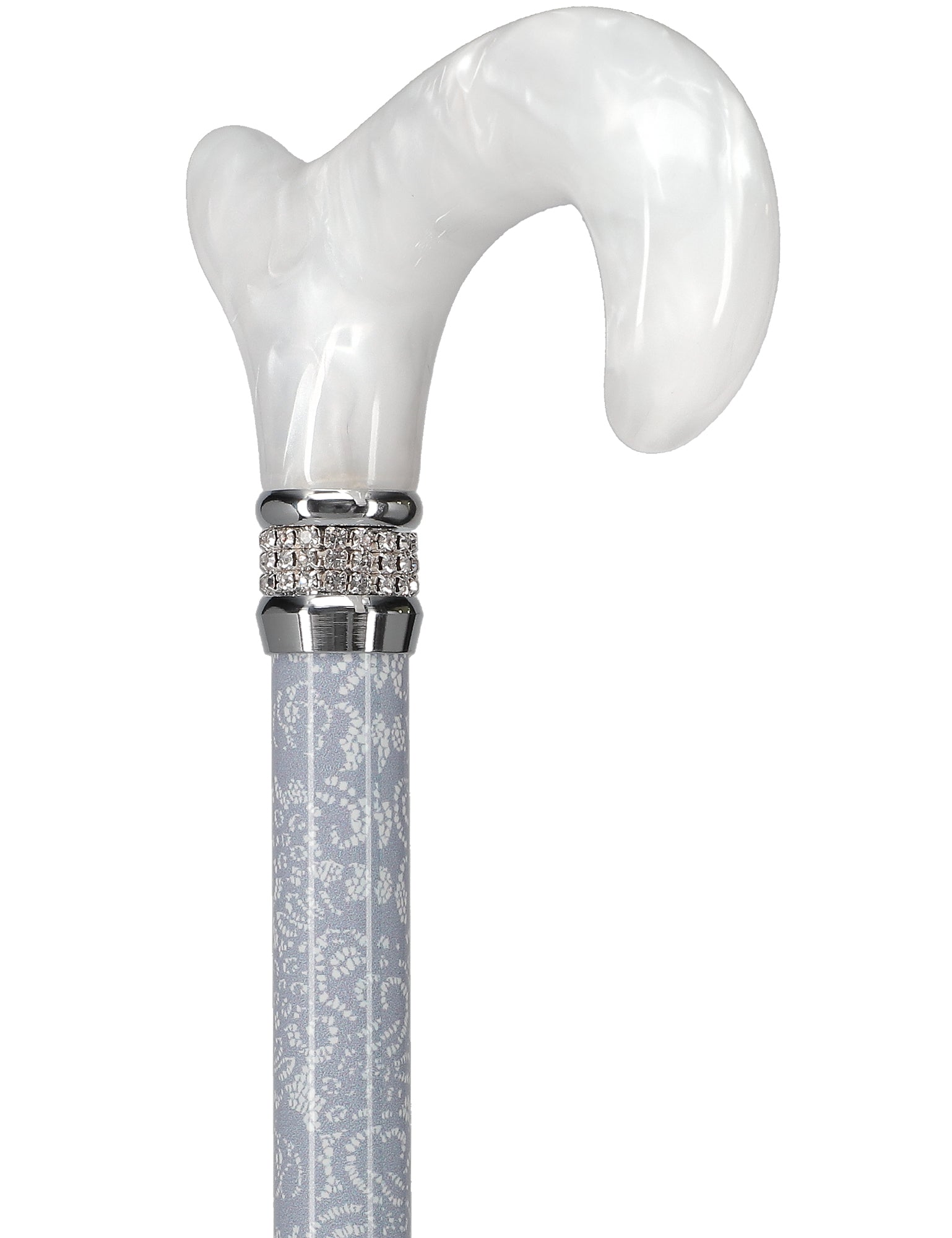 Graceful Lace Pearlz Folding Desinger Adjustable Cane w/ Rhinestone collar