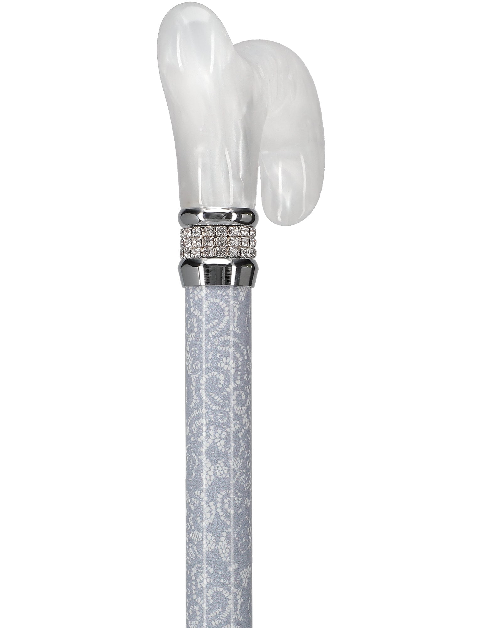 Graceful Lace Pearlz Folding Desinger Adjustable Cane w/ Rhinestone collar