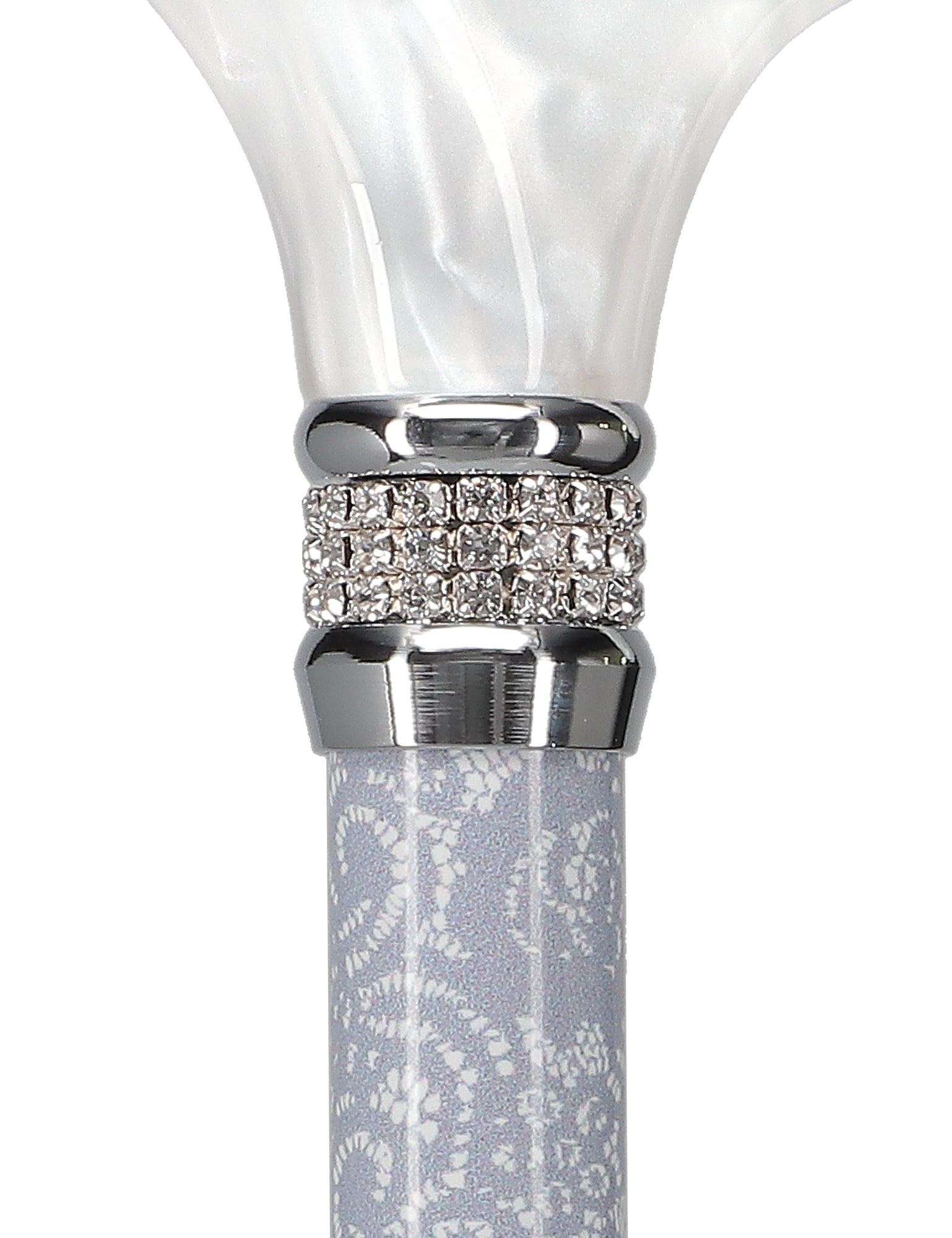 Graceful Lace Pearlz Folding Desinger Adjustable Cane w/ Rhinestone collar