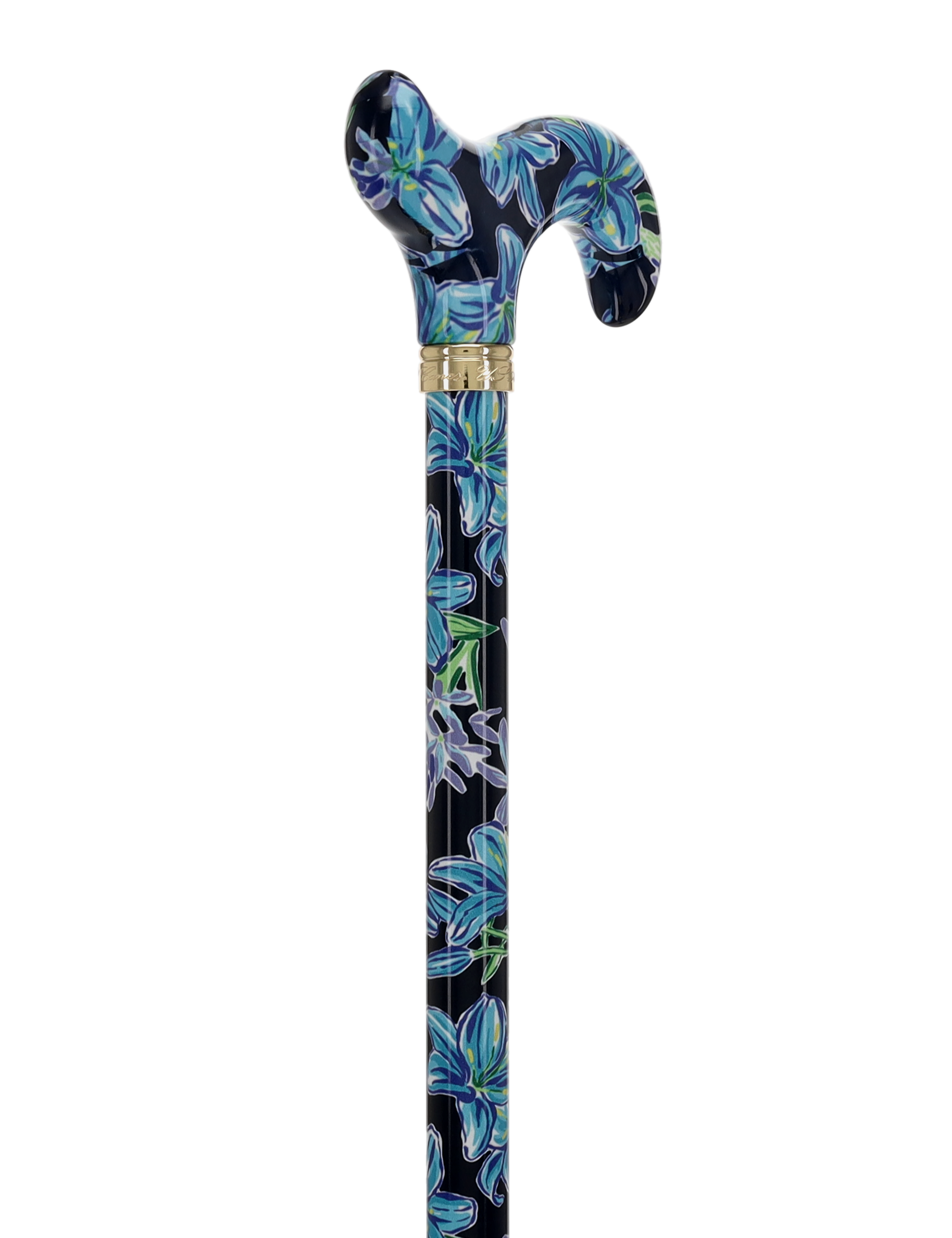 Dark Blue Vivienne May: Adjustable Cane w/ Patterned Handle