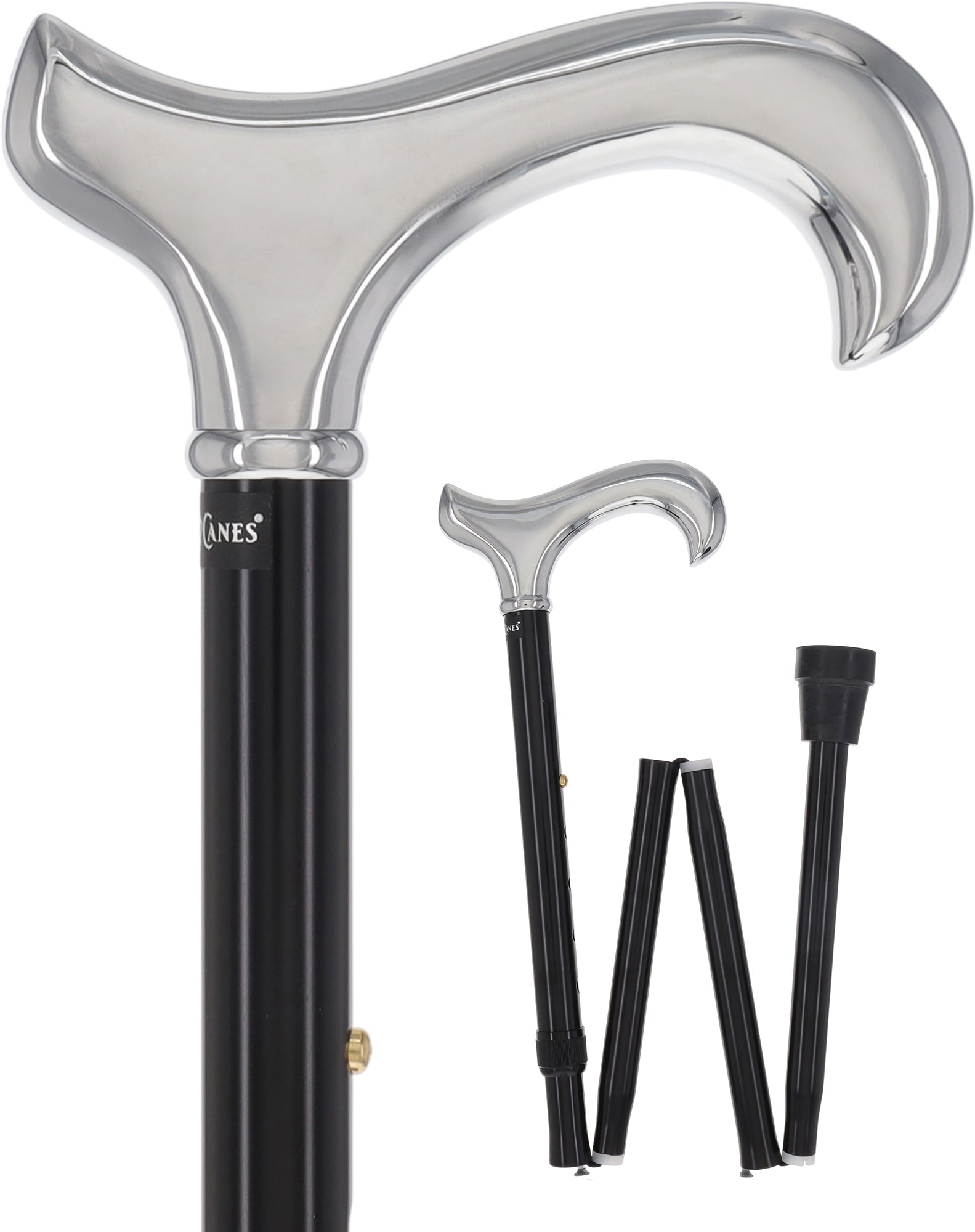 Luxury Chrome Derby Cane - Foldable, Adjustable Shaft