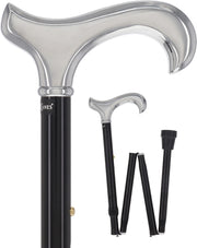 Luxury Chrome Derby Cane - Foldable, Adjustable Shaft