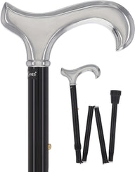 Luxury Chrome Derby Cane - Foldable, Adjustable Shaft