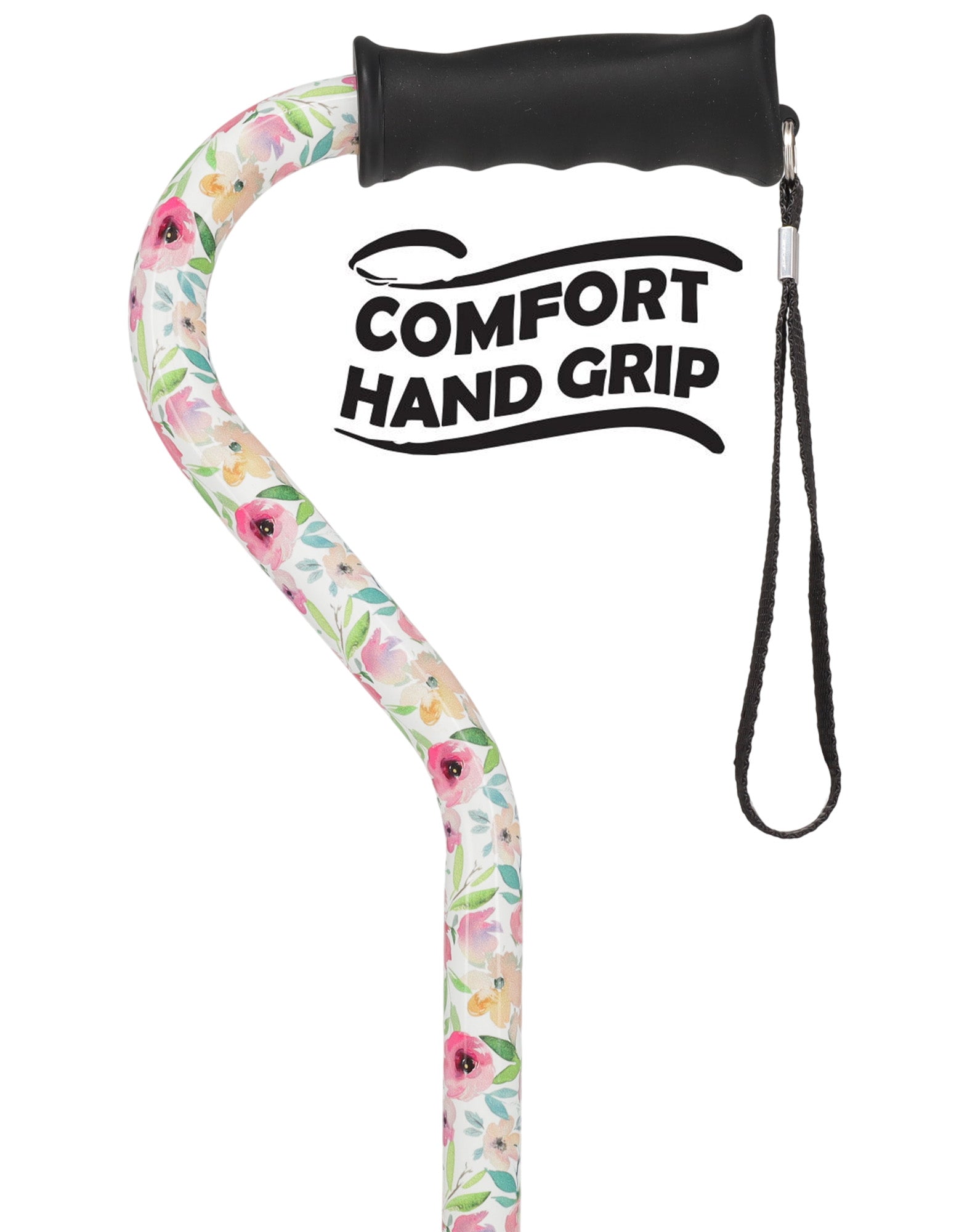 Watercolor Flowers Vivienne May Convertible Quad Base Walking Cane with Comfort Grip - Adjustable Sh