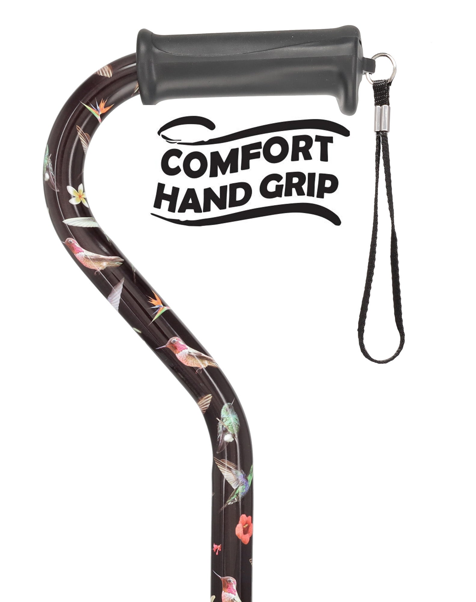 Flight of the Hummingbird Aluminum Convertible Quad Base Walking Cane - Adjustable Shaft