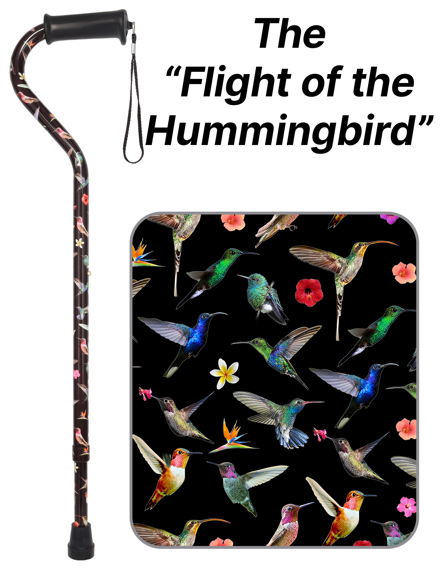 Flight of the Hummingbird Adjustable Cane: Comfort Grip Offset