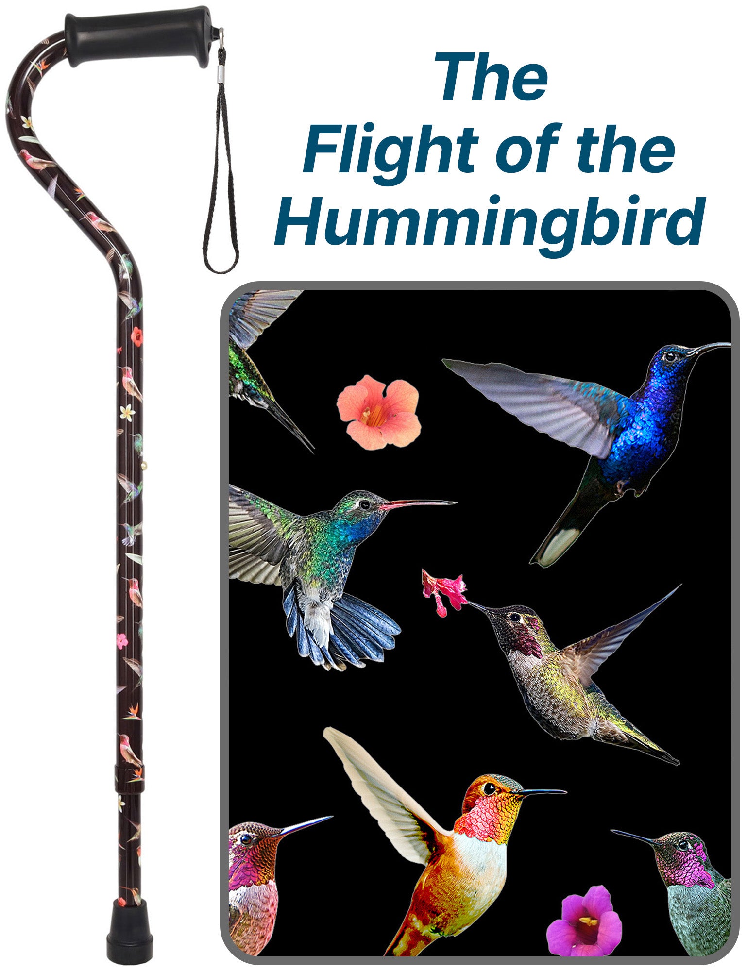 Flight of the Hummingbird Adjustable Cane: Comfort Grip Offset