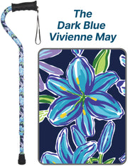 Designer Dark Blue Vivienne May: Comfort Grip Offset Cane