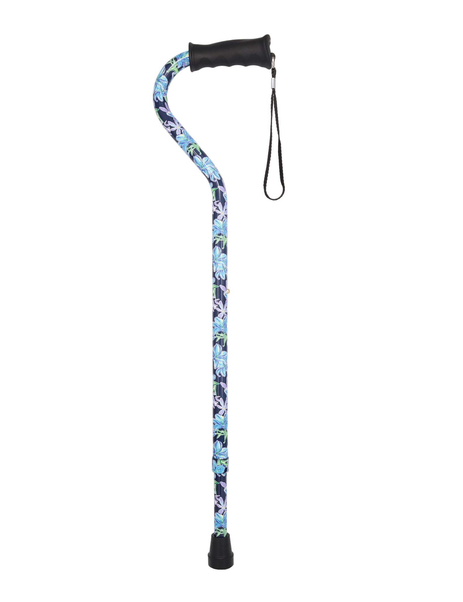 Dark Blue Vivienne May Convertible Quad Base Walking Cane with Comfort Grip - Adjustable Shaft