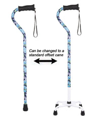 Dark Blue Vivienne May Convertible Quad Base Walking Cane with Comfort Grip - Adjustable Shaft