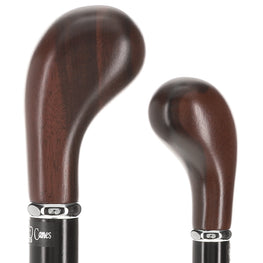 Cocobolo Knob Handle Walking Stick With Black Beechwood Shaft and Silver Collar