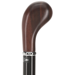 Cocobolo Knob Handle Walking Stick With Black Beechwood Shaft and Silver Collar
