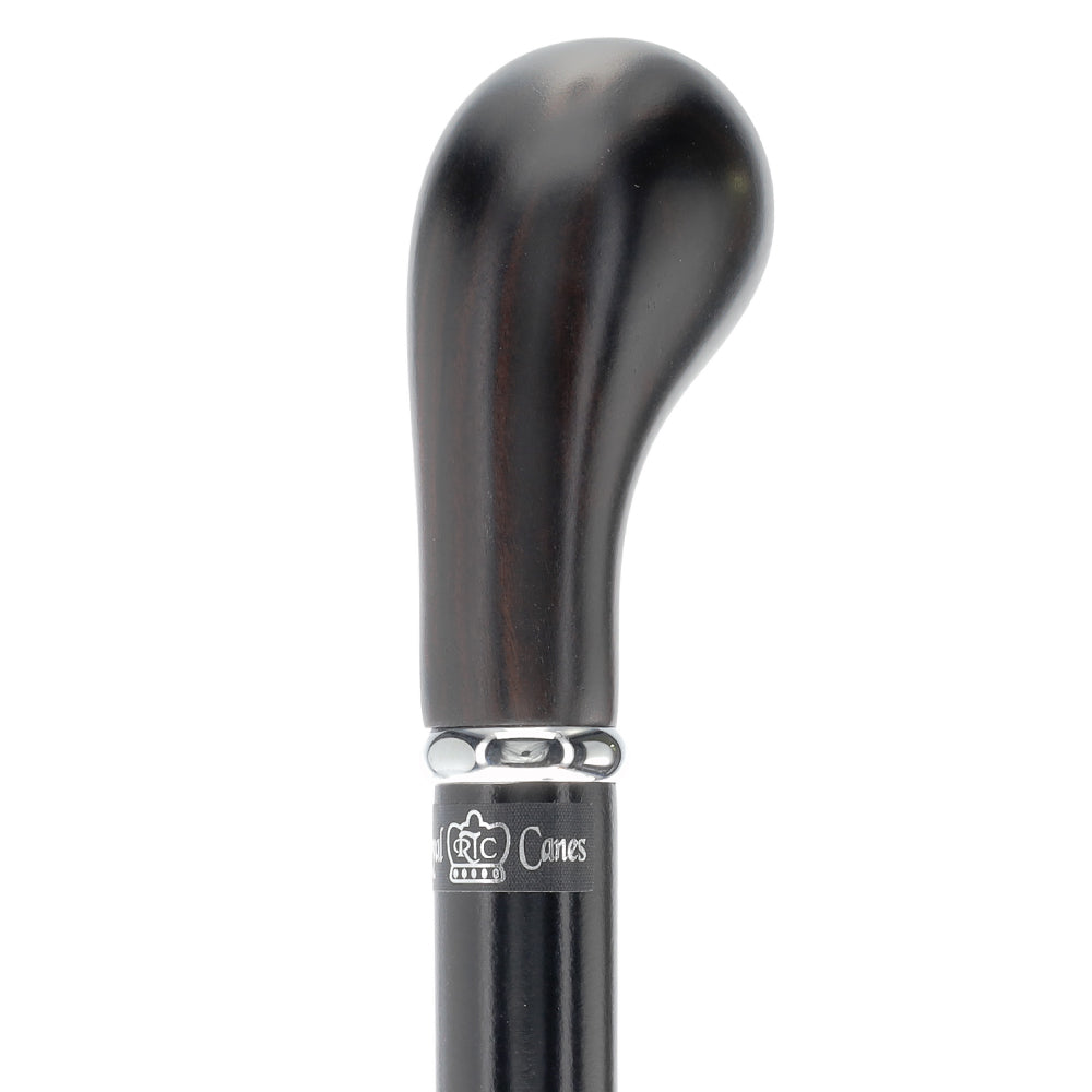 English Knob Ebony Wood Handle: Walking Stick, Beechwood Shaft