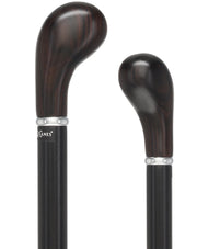 English Knob Ebony Wood Handle: Walking Stick, Beechwood Shaft