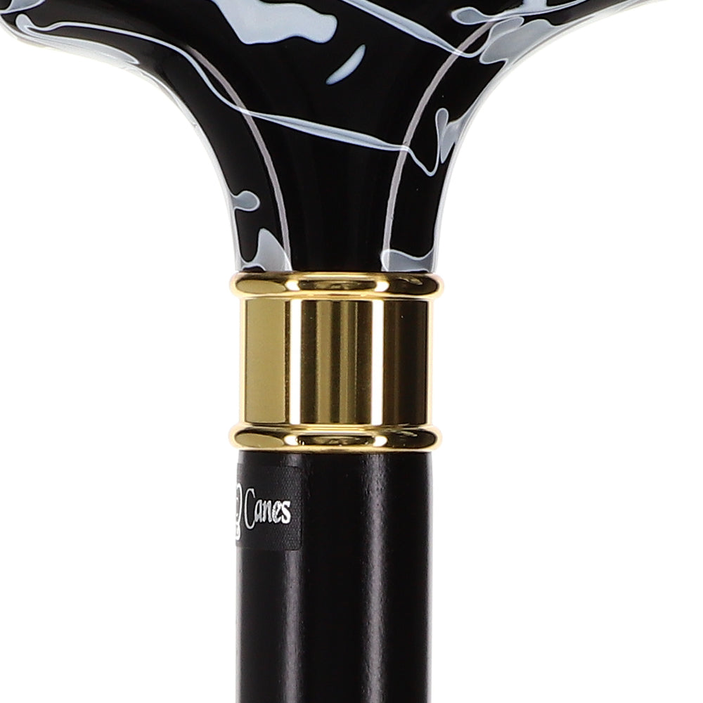 Super Strong Black Onyx Cane: Pearlescent Acrylic, Beechwood