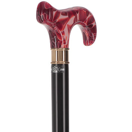 Extra Long, Super Strong Vivid Sunset Derby Walking Cane With Black Beechwood Shaft and Brass Collar