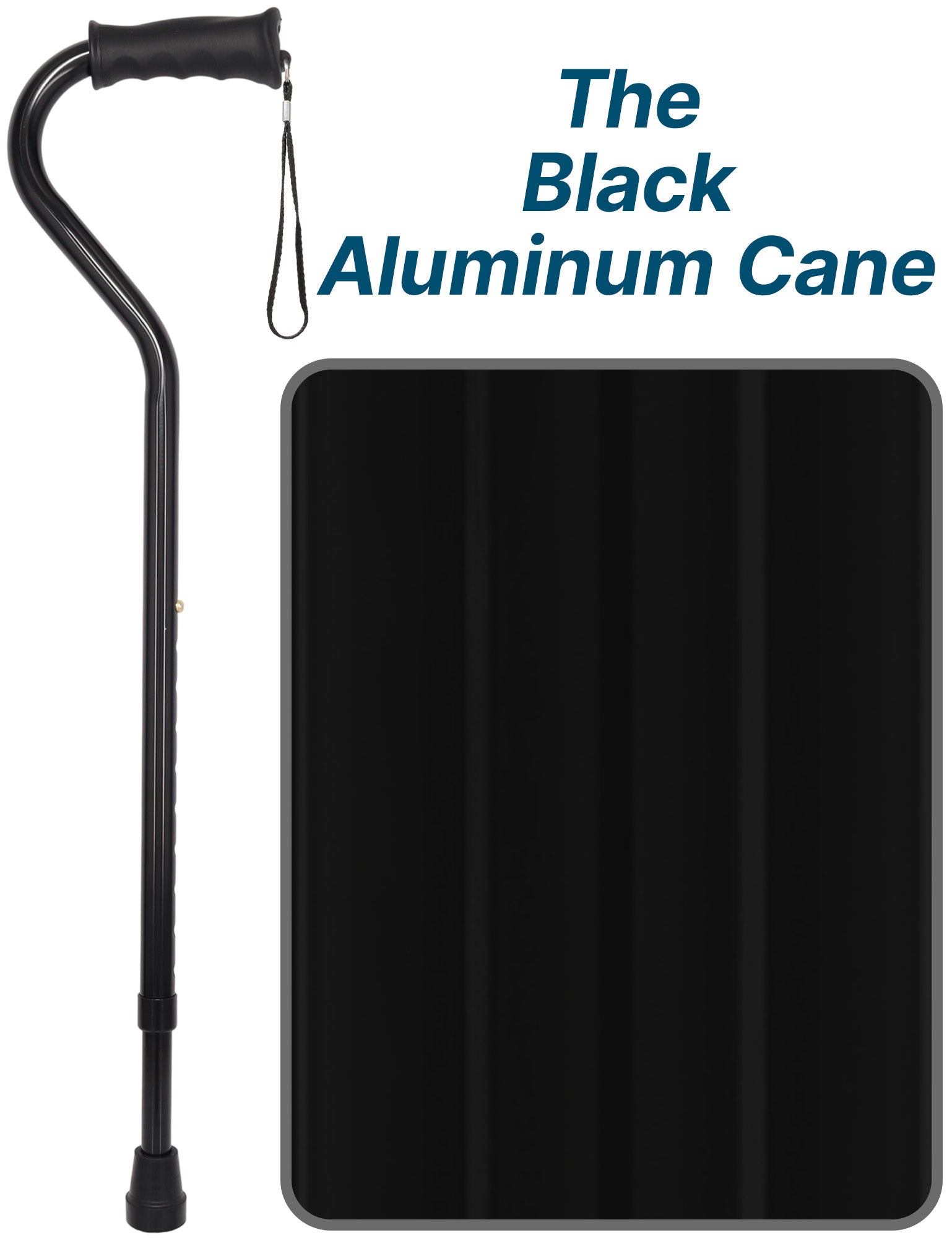 Black Aluminum: Adjustable Offset Walking Cane with Grip