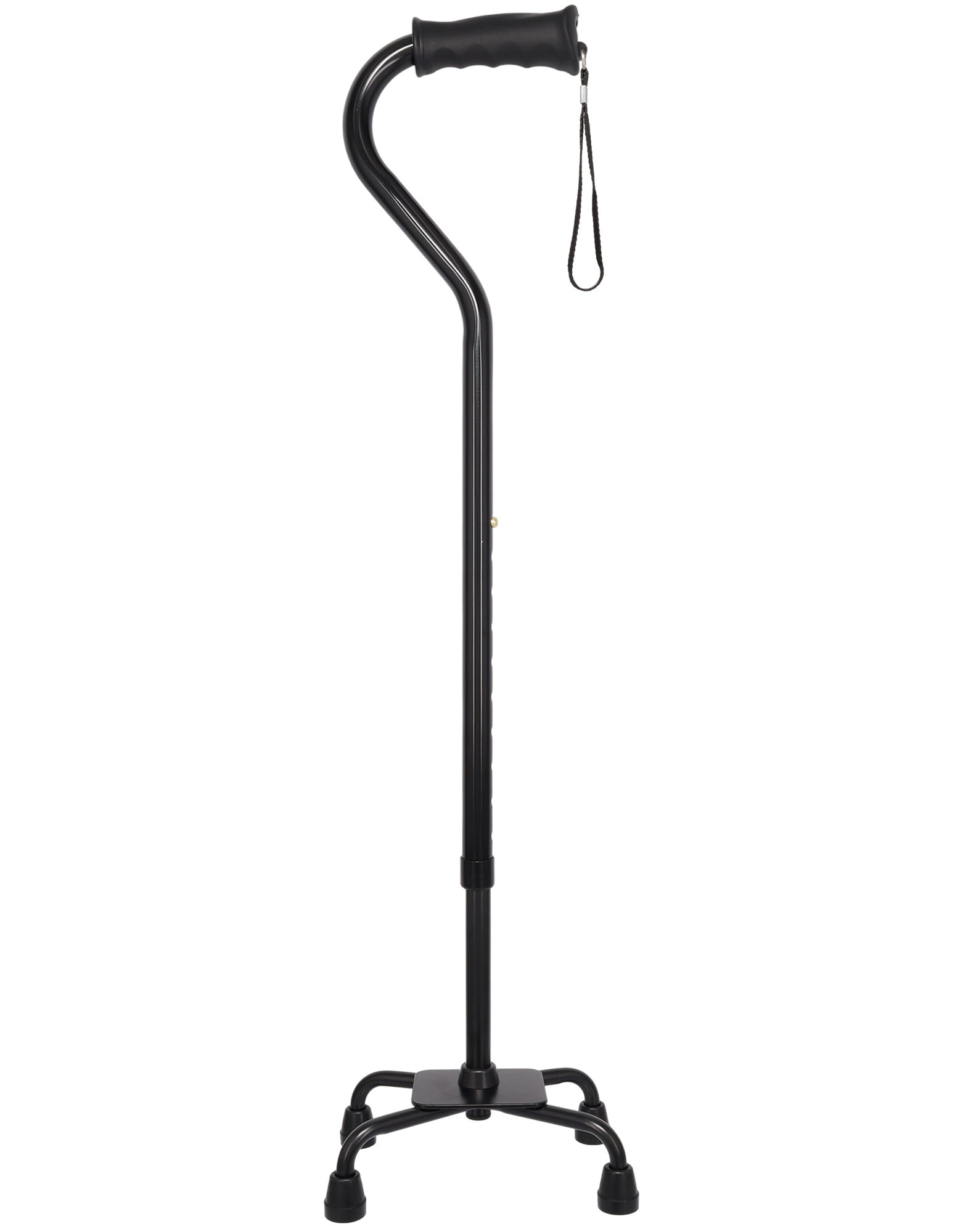 Black Aluminum Convertible Quad Base Walking Cane - Adjustable Shaft