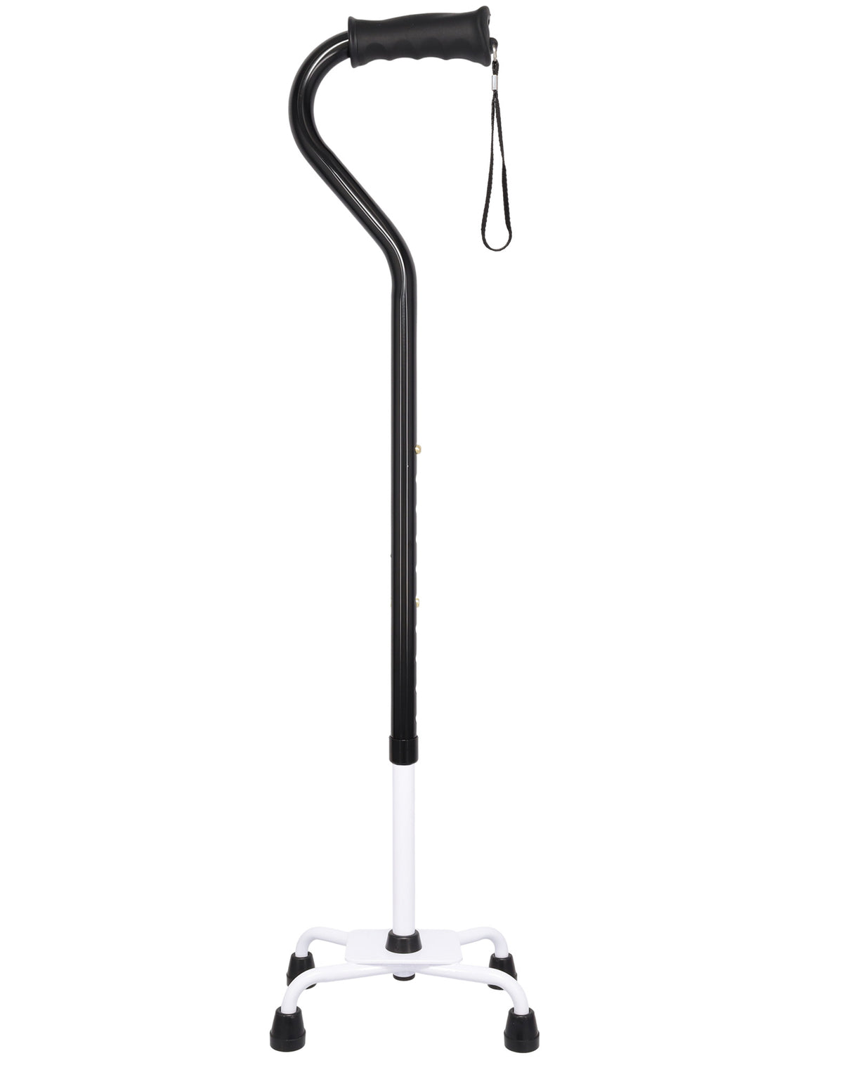 Black Aluminum Convertible Quad Base Walking Cane - Adjustable Shaft