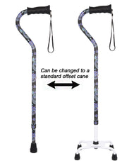 Purple Majesty Aluminum Convertible Quad Base Walking Cane - Adjustable Shaft