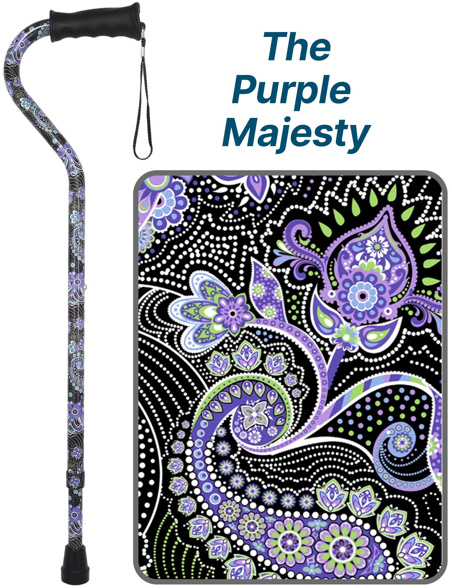 Purple Majesty: Adjustable Offset Walking Cane Comfort Grip