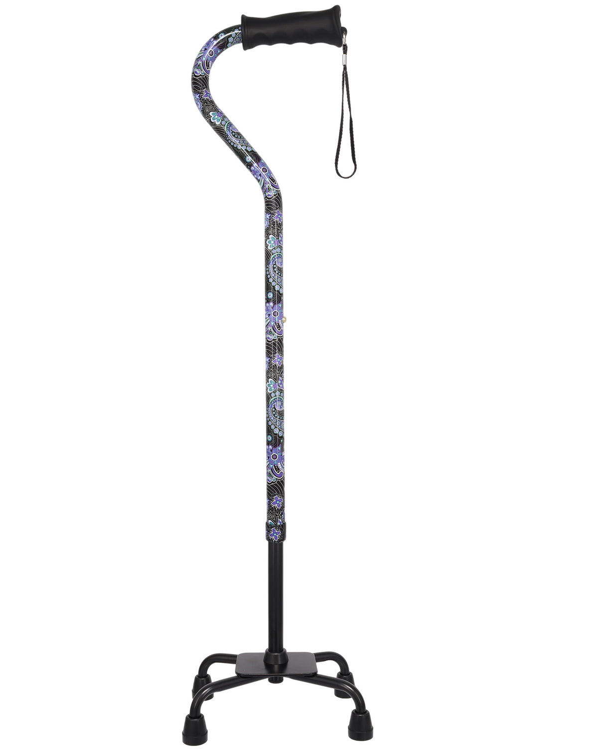Purple Majesty Aluminum Convertible Quad Base Walking Cane - Adjustable Shaft