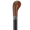 Scratch and Dent Espresso Knob Handle Walking Stick With Black Beechwood Shaft and Silver Collar V1237