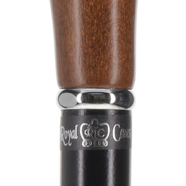 Espresso Knob Handle Walking Stick With Black Beechwood Shaft and Silver Collar
