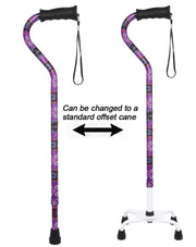 Pretty Purple Aluminum Convertible Quad Base Walking Cane - Adjustable Shaft
