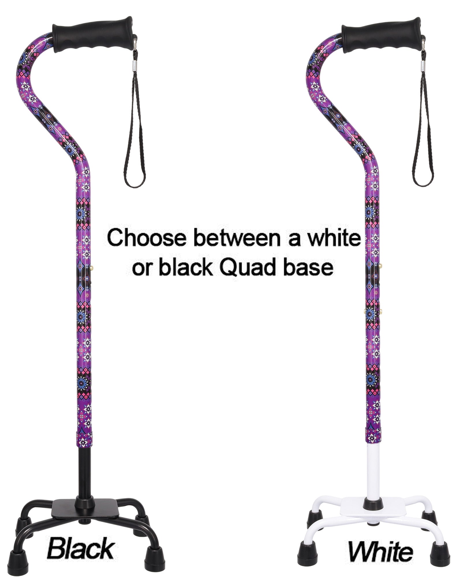 Pretty Purple Aluminum Convertible Quad Base Walking Cane - Adjustable Shaft
