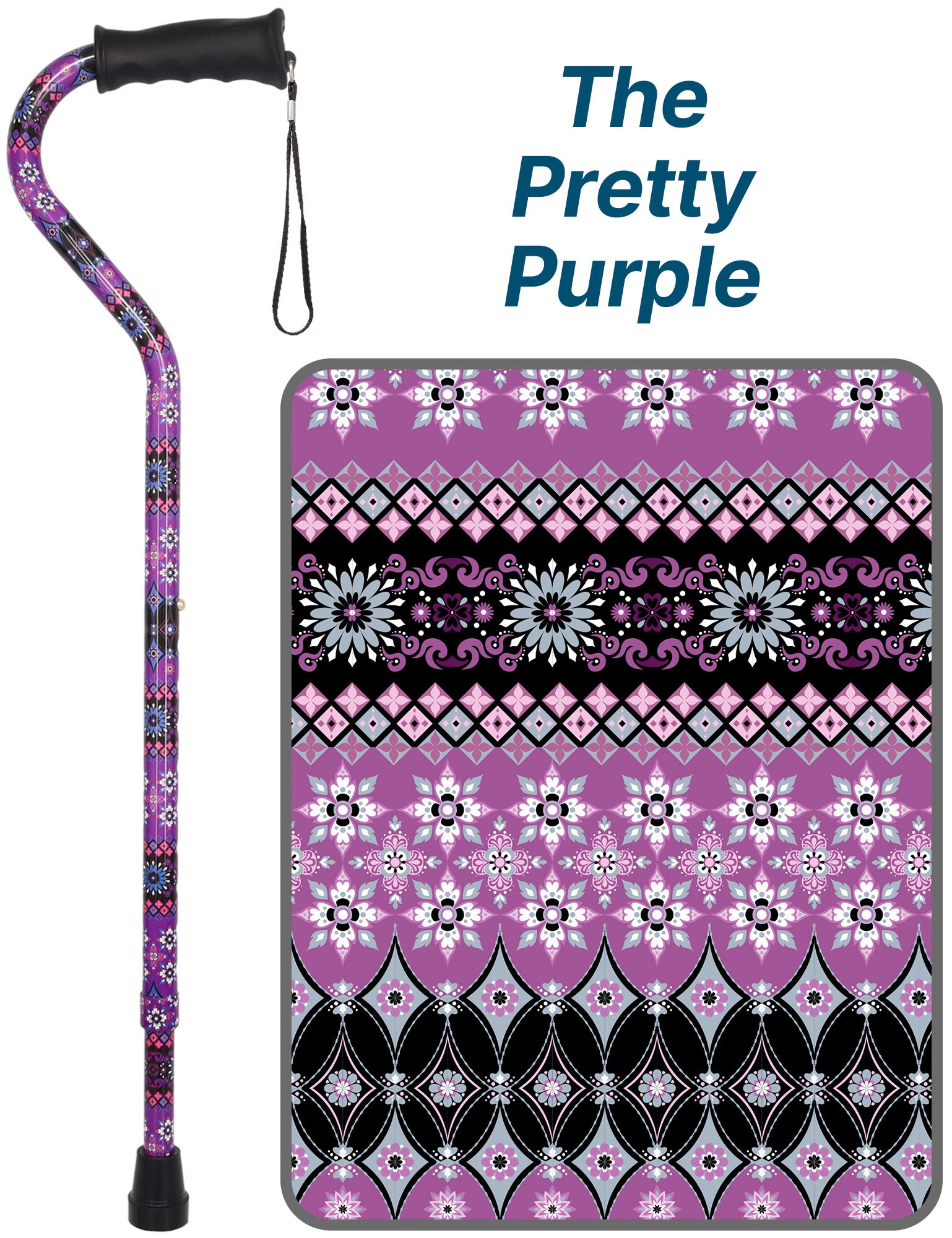 Pretty Purple Designer Cane: Adjustable, Comfort Grip