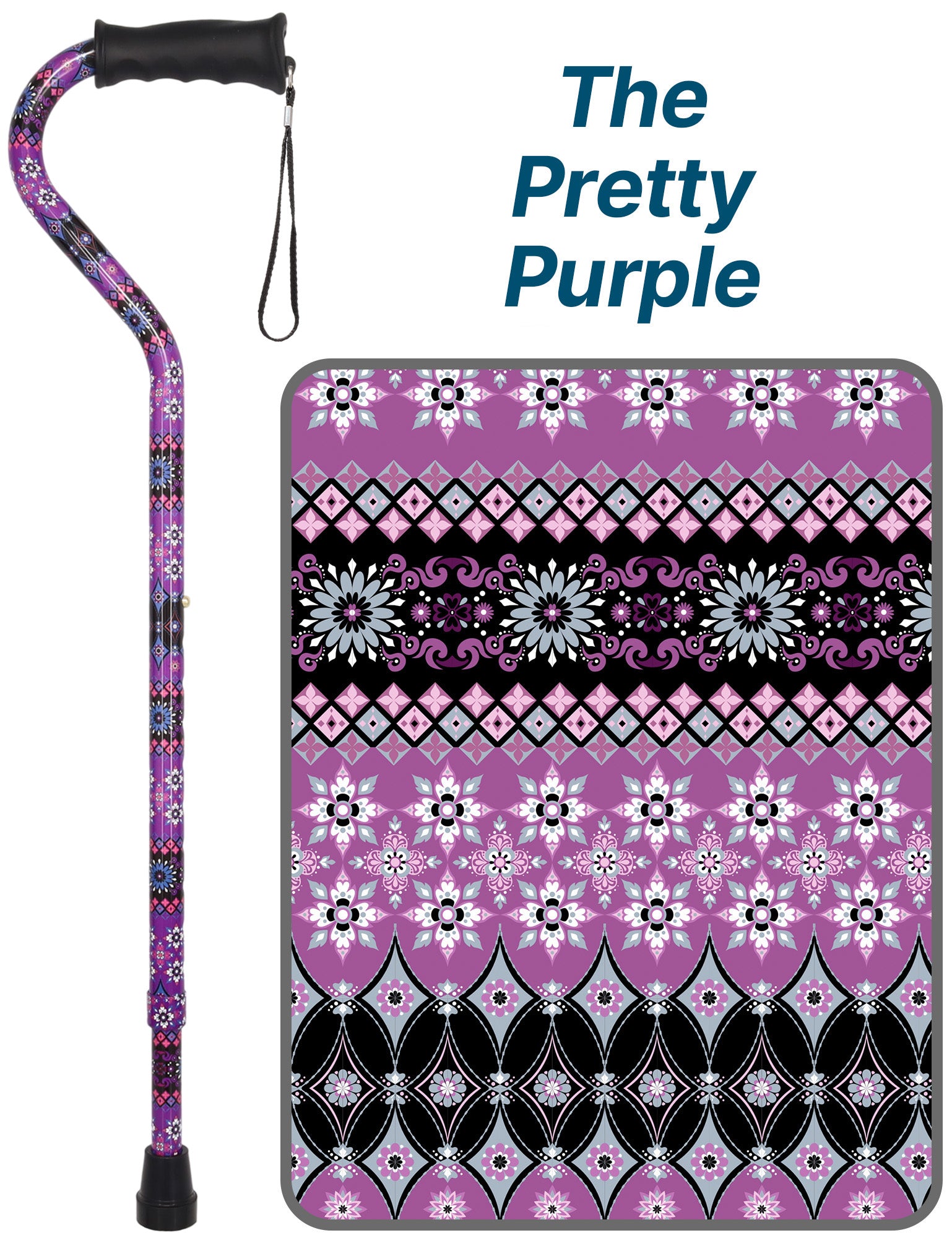 Pretty Purple Designer Cane: Adjustable, Comfort Grip
