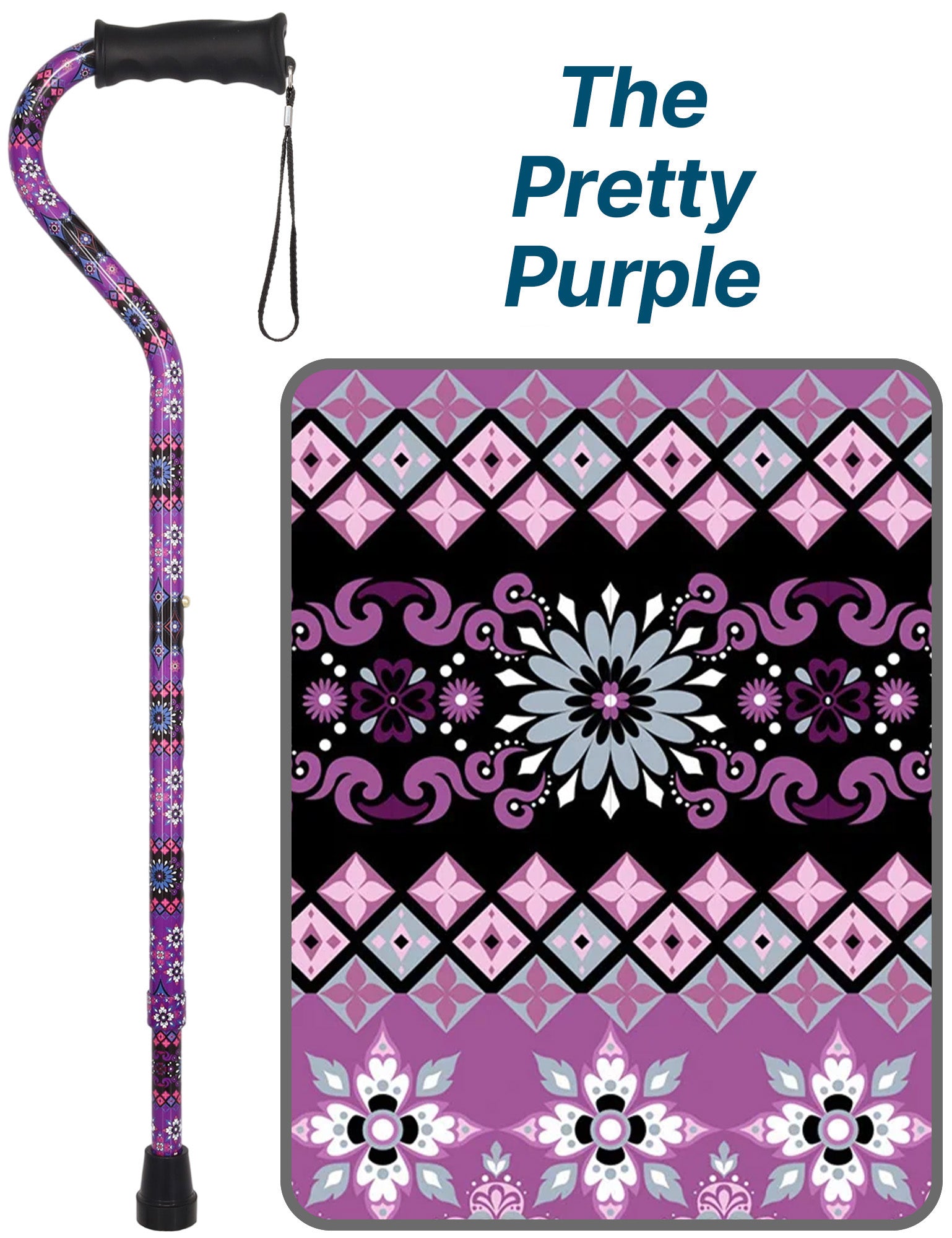 Pretty Purple Designer Cane: Adjustable, Comfort Grip