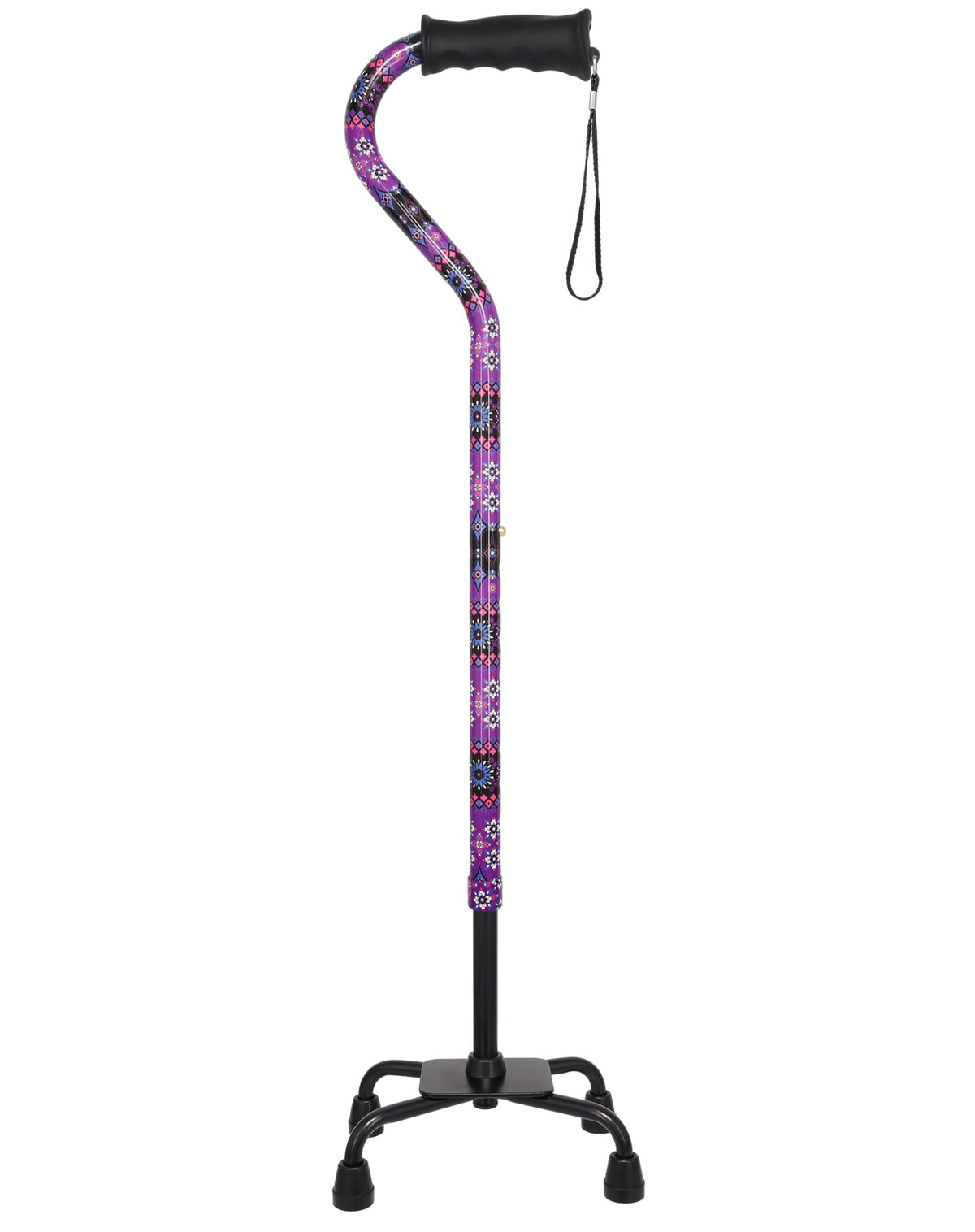 Pretty Purple Aluminum Convertible Quad Base Walking Cane - Adjustable Shaft