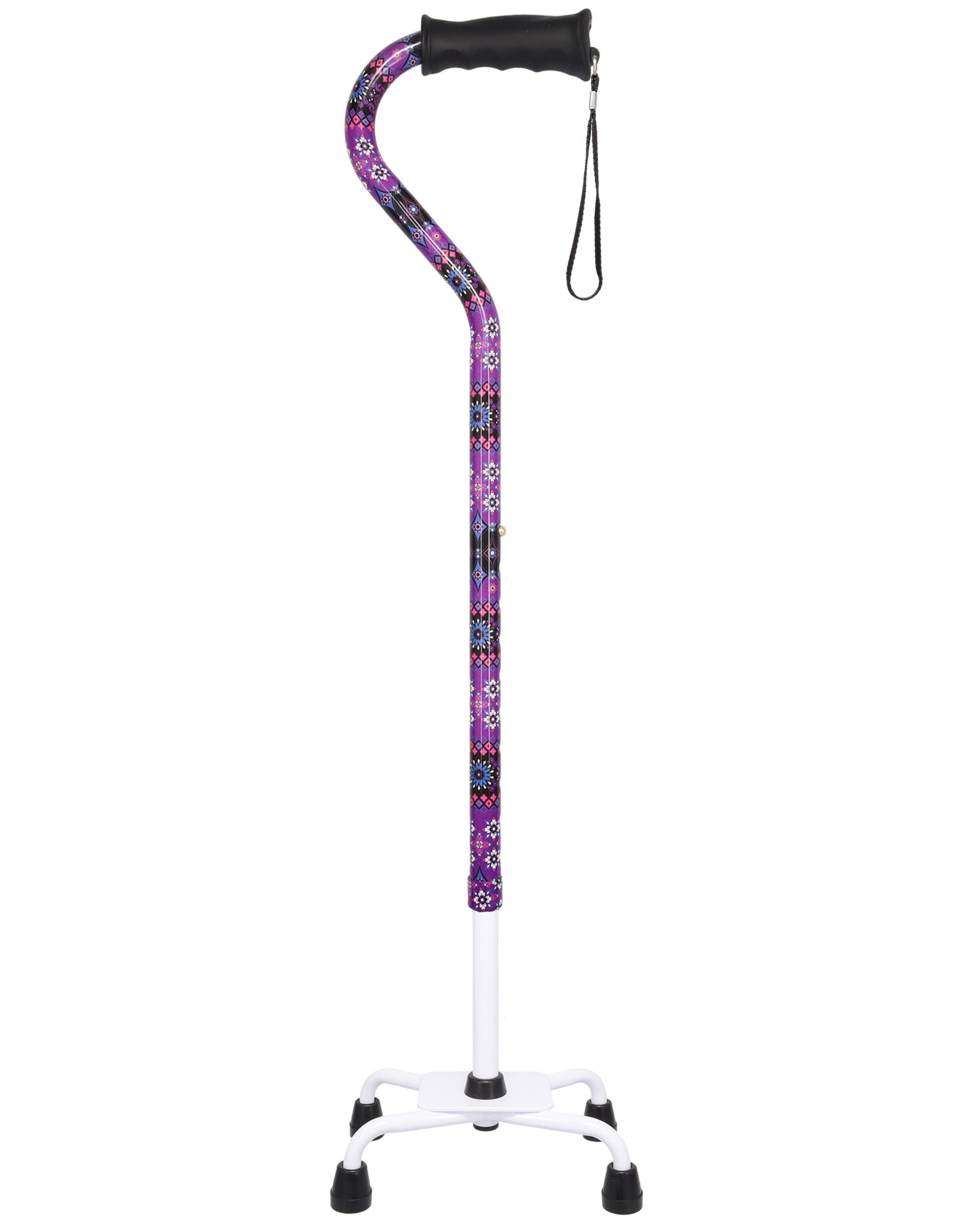 Pretty Purple Aluminum Convertible Quad Base Walking Cane - Adjustable Shaft