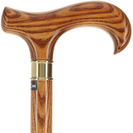 Scratch and Dent Extra Long, Super Strong Espresso Derby Walking Cane With Ash Wood Shaft and Brass Collar V2134