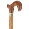 Extra Long, Super Strong Espresso Derby Walking Cane With Ash Wood Shaft and Brass Collar