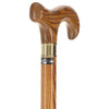 Espresso Natural Ash Derby Walking Cane with Silver Collar