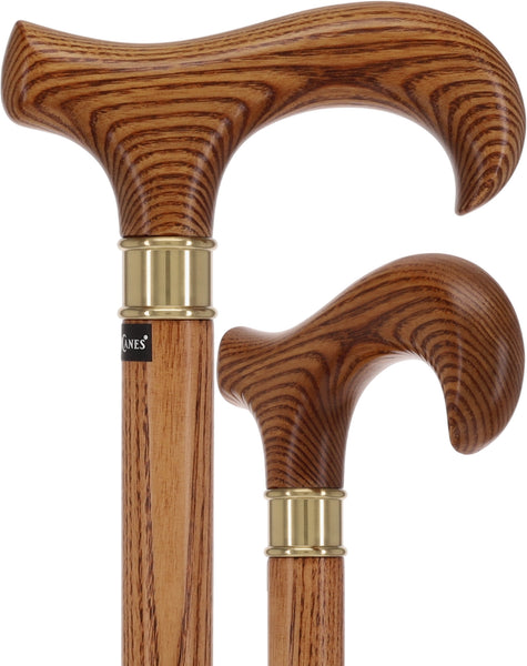 Extra Strong Espresso Ash Wood Derby Cane - Elegant & Durable w/ Standard Option